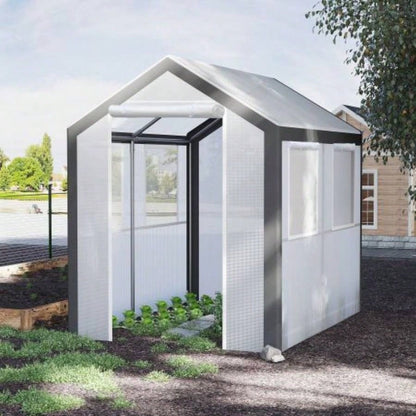 Outsunny 8x 6x Walk - In Greenhouse, Outdoor Garden Warm Hot House with 4 Roll - up, 2 Zippered Doors and Weather Cover, White