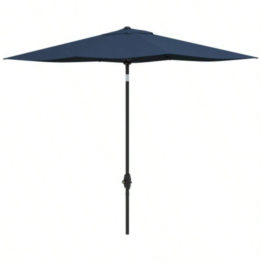 Outsunny 6.5x 10 Rectangular Market, Patio Outdoor Table with Crank and Push Button Tilt, Blue