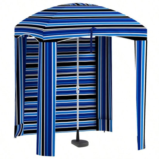 Outsunny 5.9x 5.9 Portable Beach, Ruffled Outdoor Cabana with Walls, Vents, Sandbags, Carry Bag, Blue Stripe
