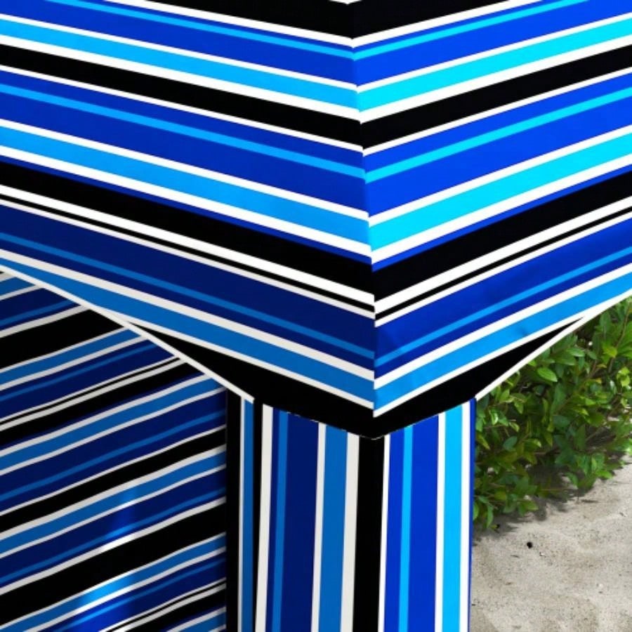 Outsunny 5.9x 5.9 Portable Beach, Ruffled Outdoor Cabana with Walls, Vents, Sandbags, Carry Bag, Blue Stripe