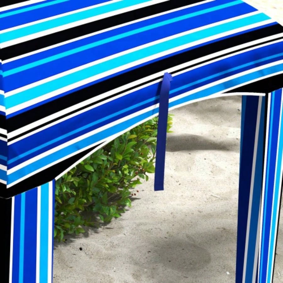 Outsunny 5.9x 5.9 Portable Beach, Ruffled Outdoor Cabana with Walls, Vents, Sandbags, Carry Bag, Blue Stripe