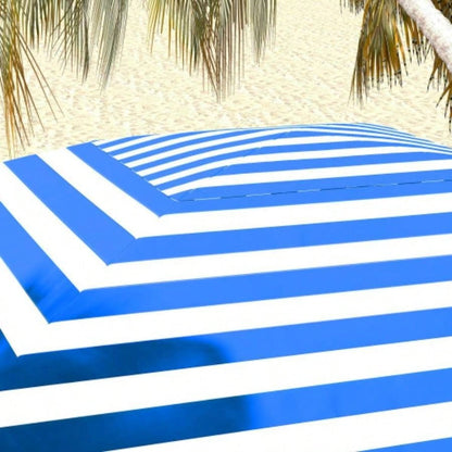 Outsunny 5.9x 5.9 Portable Beach, Ruffled Outdoor Cabana with Walls, Vents, Sandbags, Carry Bag, Blue White Stripe