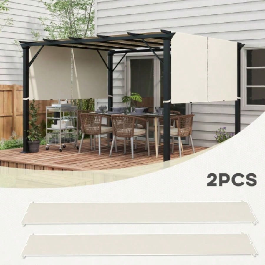 Outsunny 2 PCS 4x 18ft Pergola Canopy, Pergola Shade Cover, Easy to Install 10x 11.8ft Pergola, Khaki