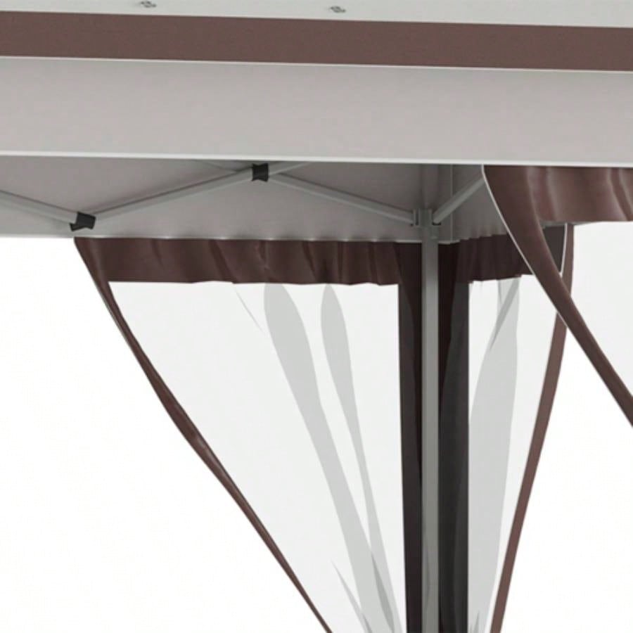 Outsunny 12x 12 Up Canopy Tent with Netting and Carry Bag, Instant Shelter with 137 sq. ft Shade, Tents Parties, Height Adjustable, Outdoor, Garden, Patio, Beige and Brown