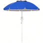 Outsunny 5. Portable Beach with Tilt, Adjustable Height, 2 Cup Holders Hooks, 40+ Ruffled Outdoor with Vented Canopy, Blue