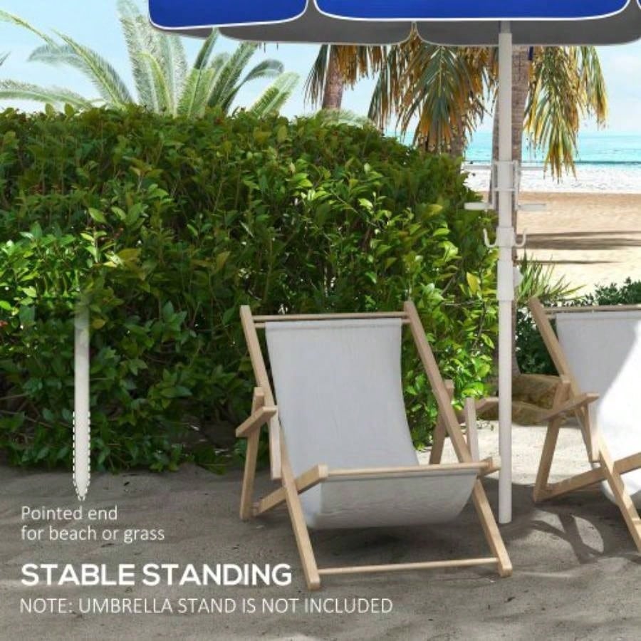 Outsunny 5. Portable Beach with Tilt, Adjustable Height, 2 Cup Holders Hooks, 40+ Ruffled Outdoor with Vented Canopy, Blue