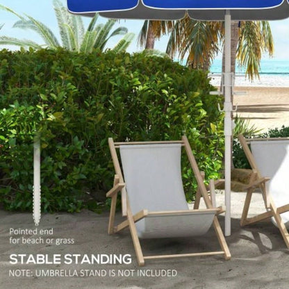Outsunny 5. Portable Beach with Tilt, Adjustable Height, 2 Cup Holders Hooks, 40+ Ruffled Outdoor with Vented Canopy, Blue