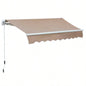 Outsunny 8x Patio Retractable Awning, Manual Exterior Shade Deck Window Cover, Brown