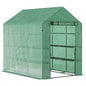 Outsunnyx 5x 6.5 Walk - in Greenhouse, PE Cover, 3 - Tier Shelves, Steel Frame Hot house, Roll - Up Zipper Door Flowers, Vegetables, Saplings, Tropical Plants, Green