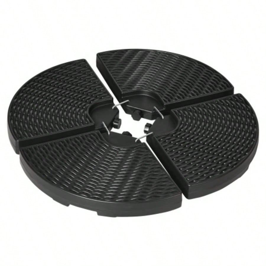 Outsunny HDPE Material Patio Base Weights Sand Filled up to 150 Lb. Any Offset Base 4 - Piece, or Sand Filled, All - Weather, Black Round