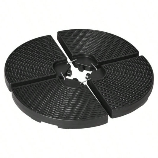 Outsunny HDPE Material Patio Base Weights Sand Filled up to 150 Lb. Any Offset Base 4 - Piece, or Sand Filled, All - Weather, Black Round