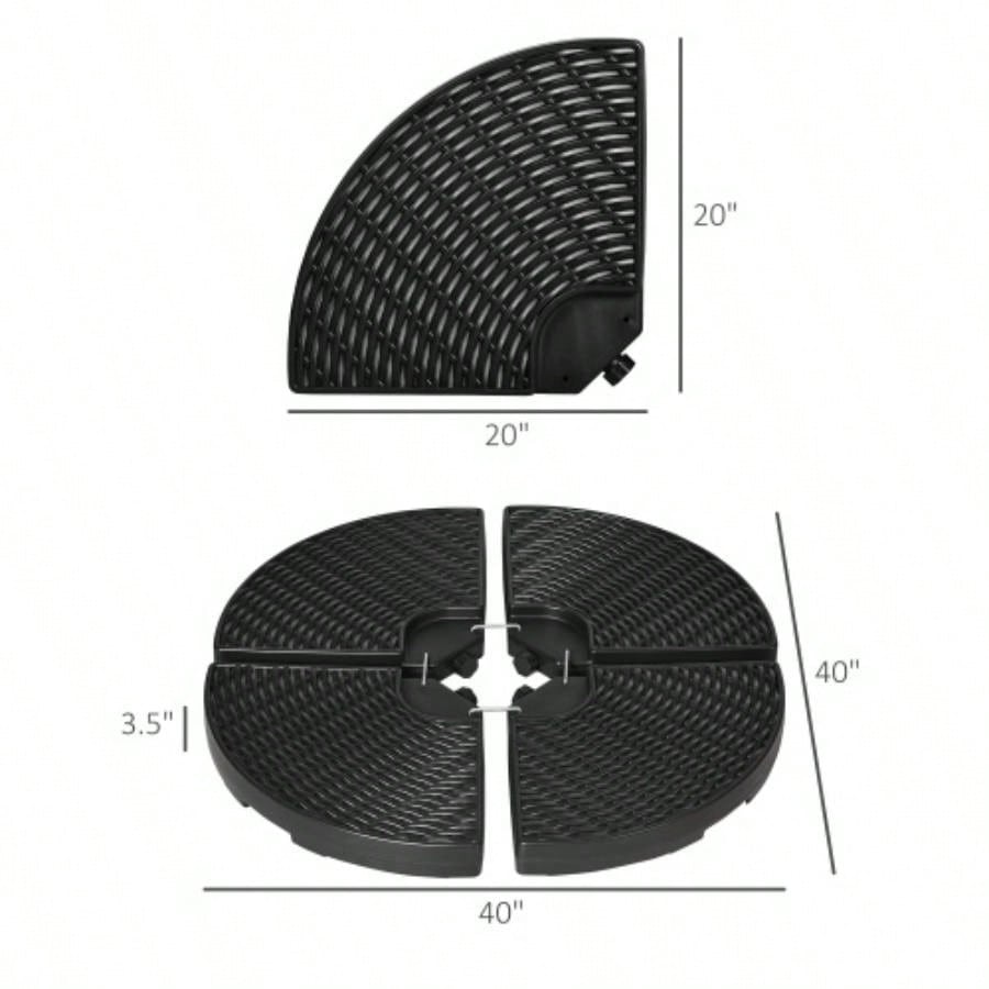 Outsunny HDPE Material Patio Base Weights Sand Filled up to 150 Lb. Any Offset Base 4 - Piece, or Sand Filled, All - Weather, Black Round