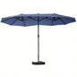 Outsunny Patio 15 Steel Rectangular Outdoor Double Sided Market with base, Easy Crank Deck Pool Patio, Dark Blue