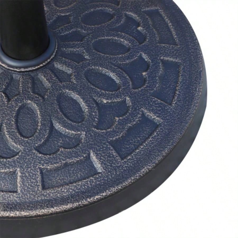 17 26 lbs Round Resin Base Stand Market Parasol Holder with Beautiful Decorative Pattern Easy Setup, 1.5 1.89 Pole, Lawn, Deck, Backyard, Garden, Bronze