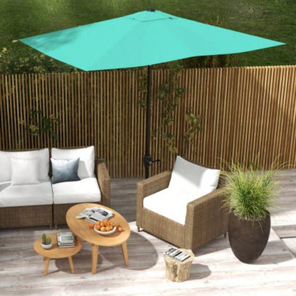 Outsunny 6.5x 10 Rectangular Market, Patio Outdoor Table with Crank and Push Button Tilt, Teal