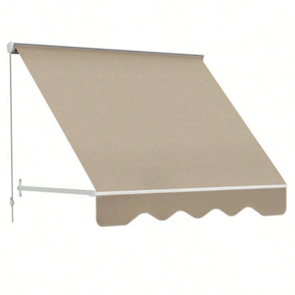 Outsunny 6 Drop Arm Manual Retractable Window Awning Shade Shelter Patio Balcony Outdoor, Aluminum, White