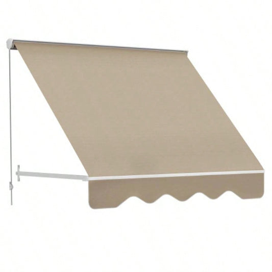 Outsunny 6 Drop Arm Manual Retractable Window Awning Shade Shelter Patio Balcony Outdoor, Aluminum, White