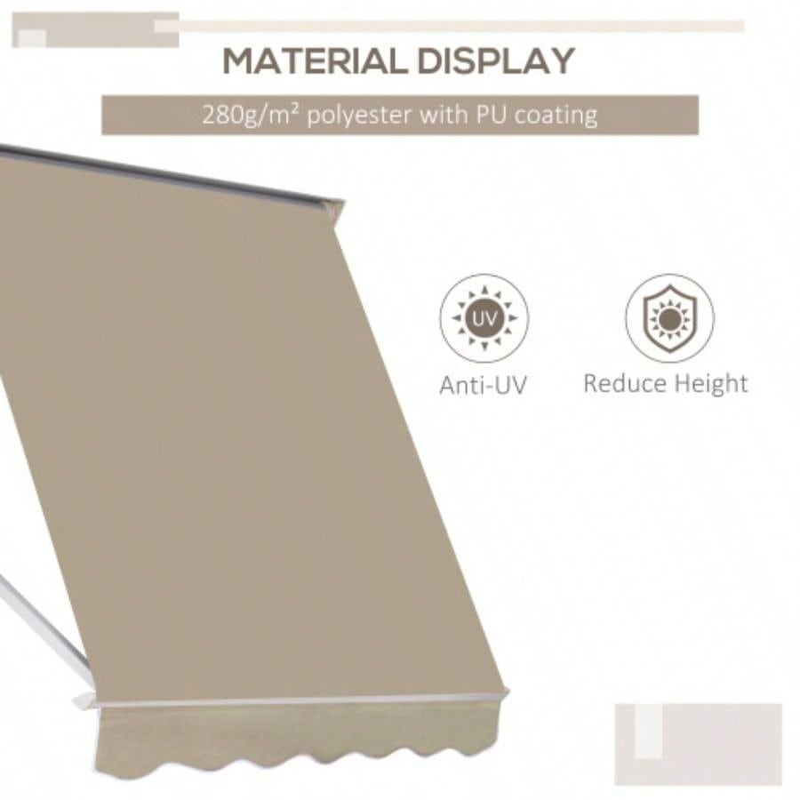Outsunny 6 Drop Arm Manual Retractable Window Awning Shade Shelter Patio Balcony Outdoor, Aluminum, White