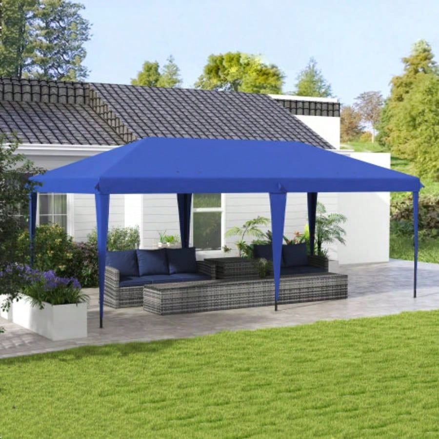 Outsunny 10x 19.2 Up Canopy Tent, Heavy Duty Tent Parties, Outdoor Instant Gazebo Shade Shelter with Carry Bag Catering, Events, Wedding, Backyard BBQ, Blue