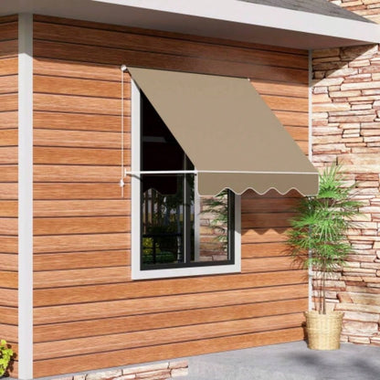 Outsunny 6 Drop Arm Manual Retractable Window Awning Shade Shelter Patio Balcony Outdoor, Aluminum, White