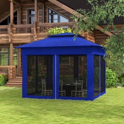 Outsunny 11x 11 Up Canopy, Outdoor Patio Gazebo Shelter with Removable Zipper Netting, Instant Event Tent/ 114 Square Feet of Shade and Carry Bag Backyard, Garden, Blue