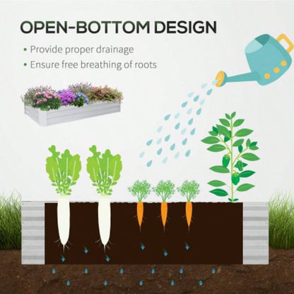 Outsunny 6x 3 Galvanized Raised Garden Bed with PVC Greenhouse Cover, Outdoor Metal Planter Box with 2 Roll - Up Growing Flowers, Fruits, Vegetables and Herbs, Light Gray