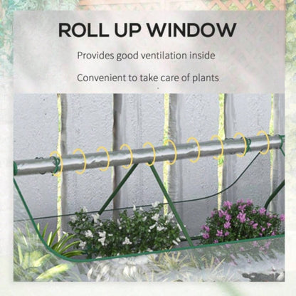 Outsunny 6x 3 Galvanized Raised Garden Bed with PVC Greenhouse Cover, Outdoor Metal Planter Box with 2 Roll - Up Growing Flowers, Fruits, Vegetables and Herbs, Light Gray