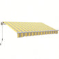 Outsunny 12x 10 Retractable Awning Patio Awnings Shade Shelter with Manual Crank Handle, 280g/ - Resistant Fabric and Aluminum Frame Deck, Balcony, Yard, Yellow and Gray