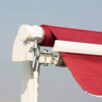 Outsunny 12x 10 Retractable Awning Patio Awnings Shade Shelter with Manual Crank Handle, 280g/ - Resistant Fabric and Aluminum Frame Deck, Balcony, Yard, Wine Red