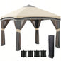 Outsunny 10x 10 Up Canopy Tent with Netting, Instant Tents Parties, Height Adjustable, with Wheeled Carry Bag and 4 Sand Bags Outdoor, Garden, Patio, Beige