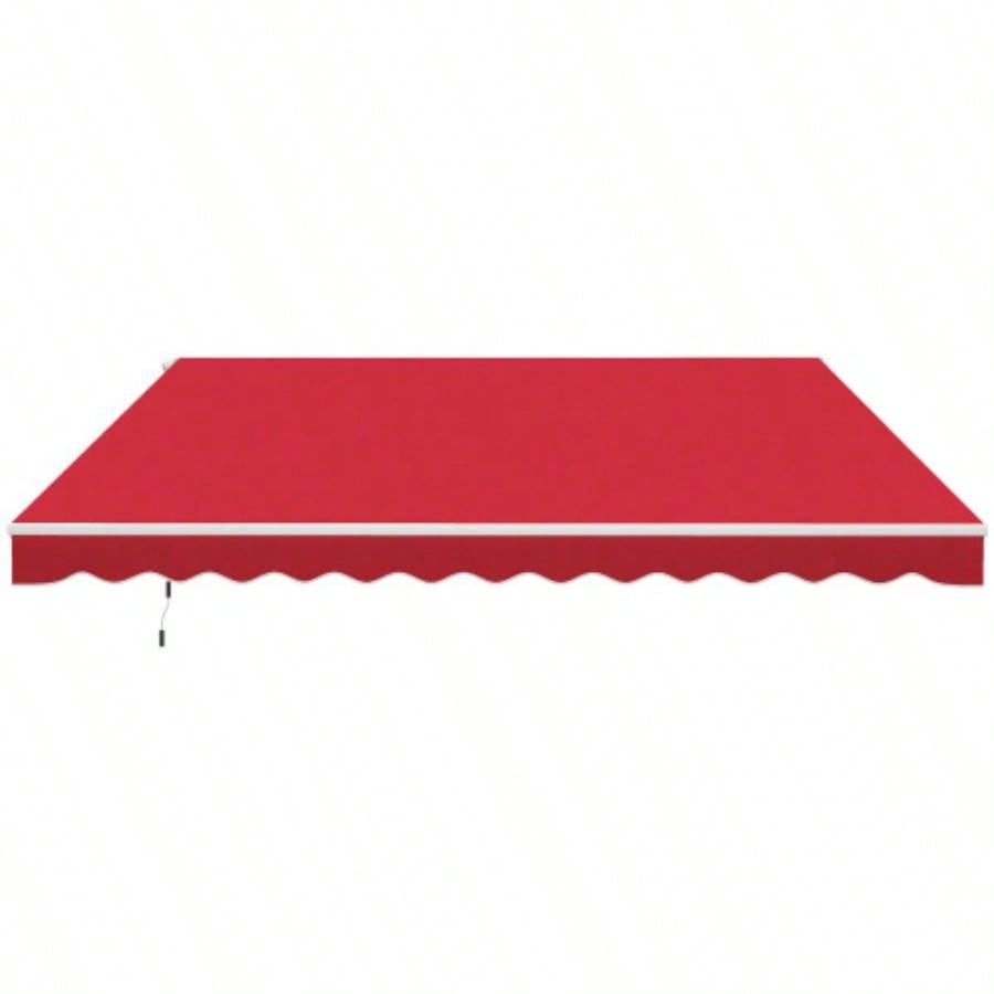 Outsunny 12x 10 Retractable Awning Patio Awnings Shade Shelter with Manual Crank Handle, 280g/ - Resistant Fabric and Aluminum Frame Deck, Balcony, Yard, Wine Red