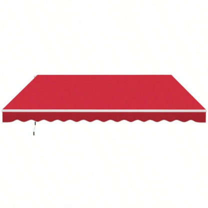 Outsunny 12x 10 Retractable Awning Patio Awnings Shade Shelter with Manual Crank Handle, 280g/ - Resistant Fabric and Aluminum Frame Deck, Balcony, Yard, Wine Red