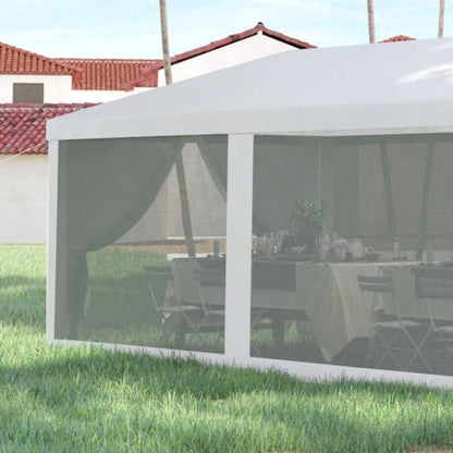 Outsunny 10x 28 Party Tent Canopy, Outdoor Event Shelter Gazebo with 8 Removable Mesh Sidewalls, Zipper Doors, Steel Frame, White
