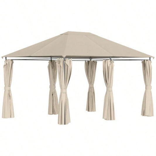 Outsunny 10x 13 Outdoor Patio Gazebo Canopy Shelter with 6 Removable Sidewalls, Steel Frame Garden, Lawn, Backyard and Deck, Khaki