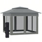 Outsunny 11x 11 Up Canopy, Outdoor Patio Gazebo Shelter with Removable Zipper Netting, Instant Event Tent/ 114 Square Feet of Shade and Carry Bag Backyard, Garden, Dark Gray