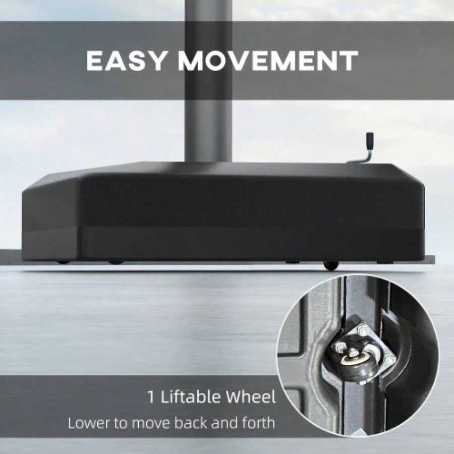 Outsunny 330 lbs. Fillable Base 84D - 110V02 Model, Heavy Duty Cantilever Stand with Lift Wheel, Adjustable Foot Pads, and Base, Black