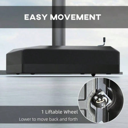 Outsunny 330 lbs. Fillable Base 84D - 110V02 Model, Heavy Duty Cantilever Stand with Lift Wheel, Adjustable Foot Pads, and Base, Black
