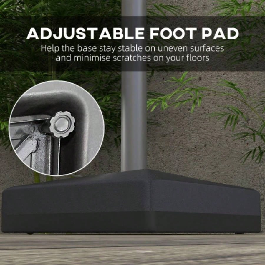 Outsunny 330 lbs. Fillable Base 84D - 110V02 Model, Heavy Duty Cantilever Stand with Lift Wheel, Adjustable Foot Pads, and Base, Black