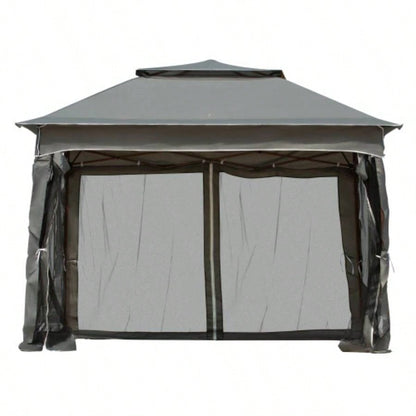 Outsunny 11x 11 Up Canopy, Outdoor Patio Gazebo Shelter with Removable Zipper Netting, Instant Event Tent/ 114 Square Feet of Shade and Carry Bag Backyard, Garden, Dark Gray