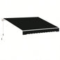 Outsunny 8x Patio Retractable Awning, Manual Exterior Shade Deck Window Cover, Black