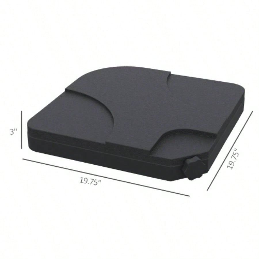 Outsunny 4 Pieces Cantilever Patio Base Stand, Outdoor Offset Weight Plates, 158 lb Capacity Sand or 60 Liter Capacity, Black