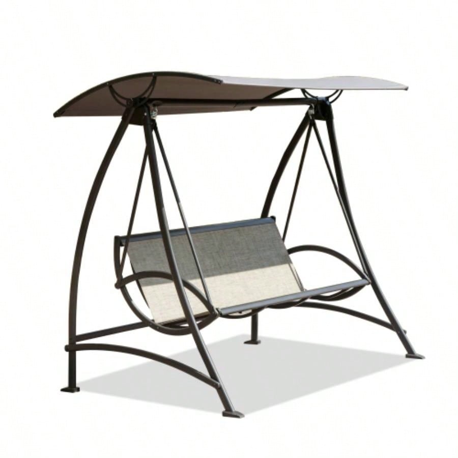3 - Patio Swing Chair, Outdoor Porch Swing with Adjustable Canopy and Durable Steel Frame, Patio Swing Glider Garden, Deck, Porch, Backyard