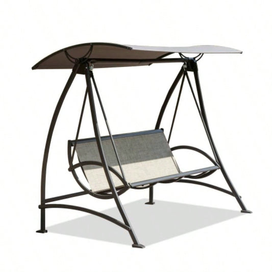 3 - Patio Swing Chair, Outdoor Porch Swing with Adjustable Canopy and Durable Steel Frame, Patio Swing Glider Garden, Deck, Porch, Backyard
