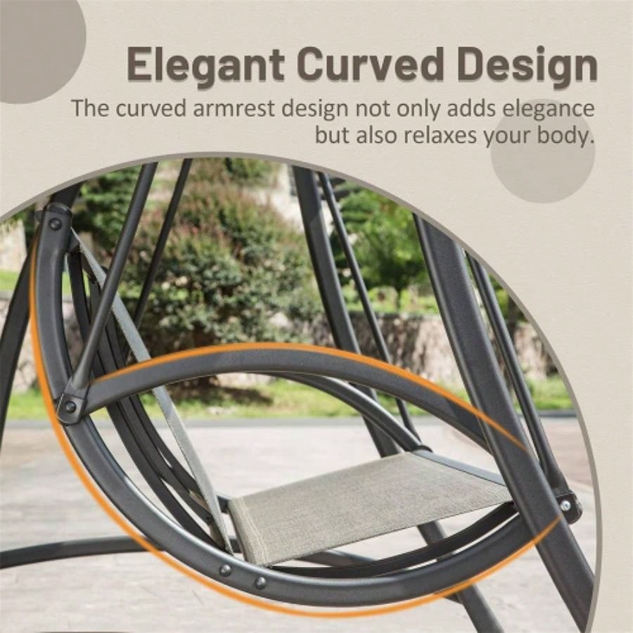 3 - Patio Swing Chair, Outdoor Porch Swing with Adjustable Canopy and Durable Steel Frame, Patio Swing Glider Garden, Deck, Porch, Backyard