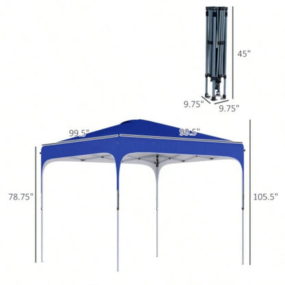 Outsunny 8x 8 Up Canopy Tent with Wheeled Carry Bag and 4 Sand Bags, Instant Shelter, Tents Parties, Height Adjustable, Outdoor, Garden, Patio, Royal Bue