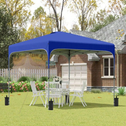 Outsunny 8x 8 Up Canopy Tent with Wheeled Carry Bag and 4 Sand Bags, Instant Shelter, Tents Parties, Height Adjustable, Outdoor, Garden, Patio, Royal Bue