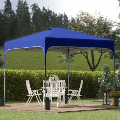 Outsunny 8x 8 Up Canopy Tent with Wheeled Carry Bag and 4 Sand Bags, Instant Shelter, Tents Parties, Height Adjustable, Outdoor, Garden, Patio, Royal Bue