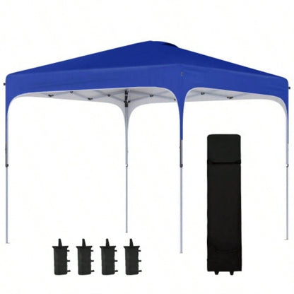 Outsunny 8x 8 Up Canopy Tent with Wheeled Carry Bag and 4 Sand Bags, Instant Shelter, Tents Parties, Height Adjustable, Outdoor, Garden, Patio, Royal Bue