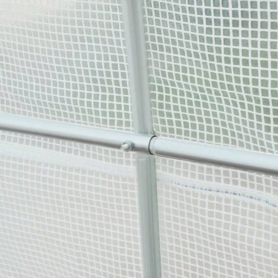 Outsunny 15xx Walk - In Tunnel Greenhouse, Large Garden Hot House Kit with 6 Roll - up Roll Up Door, Steel Frame, White