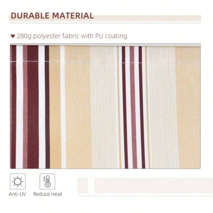 Outsunny 13x 8 Retractable Awning, Patio Awnings, Sunshade Shelter/ Manual Crank Handle, - Resistant Fabric and Aluminum Frame Deck, Balcony, Yard, Red Stripes